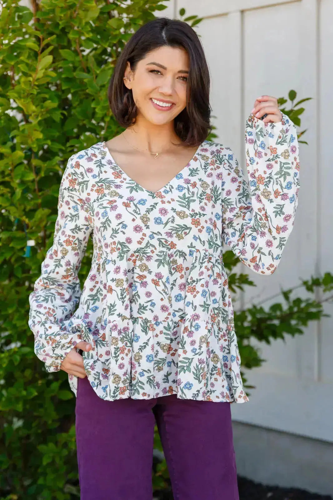 I Think I Can V-Neck Floral Top Womens Southern Soul Collectives