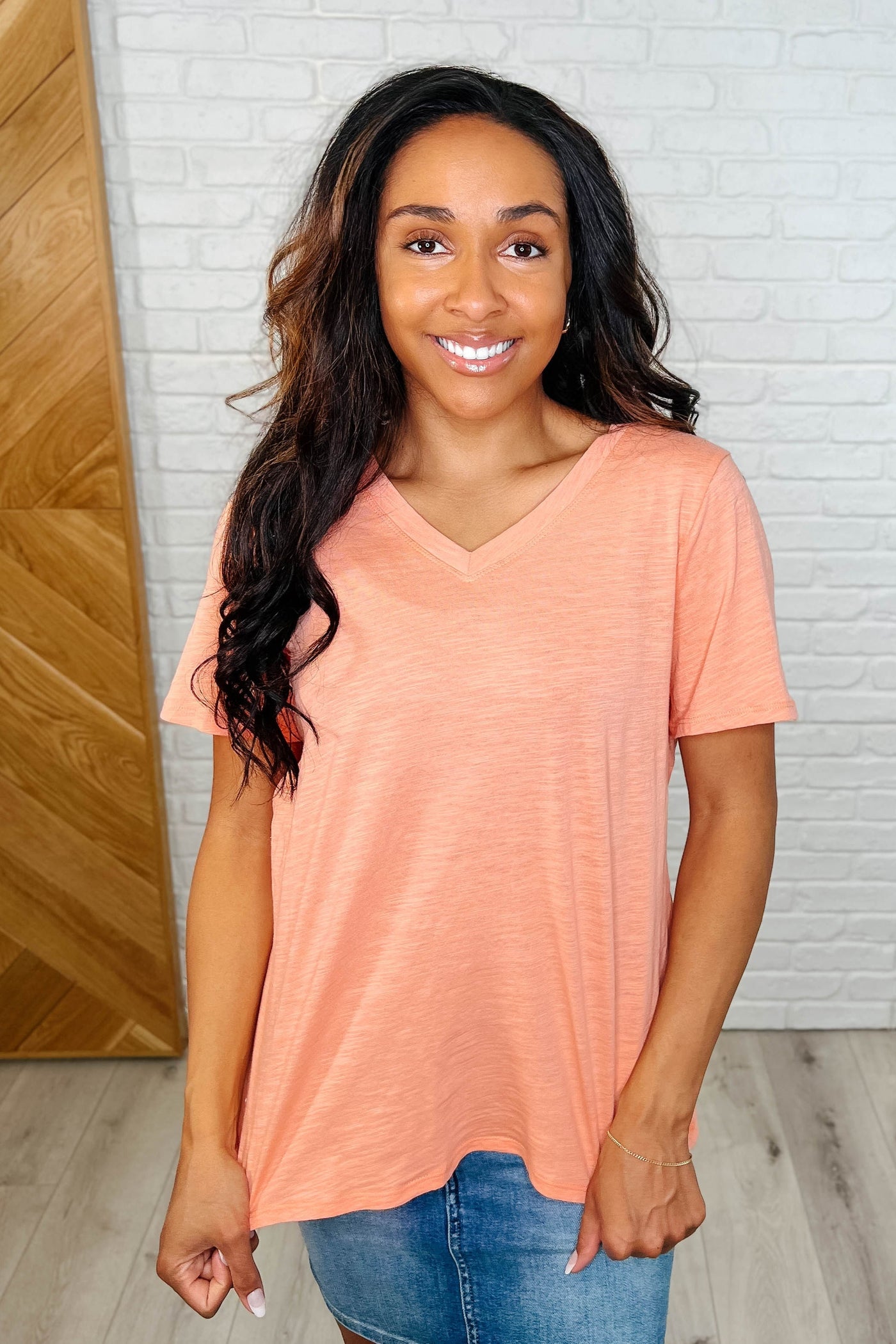 I Don't Have to Choose V-Neck Tee in Apricot Ice Southern Soul Collectives