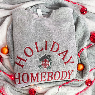 Holiday Homebody Embroidered Knit Hoodie