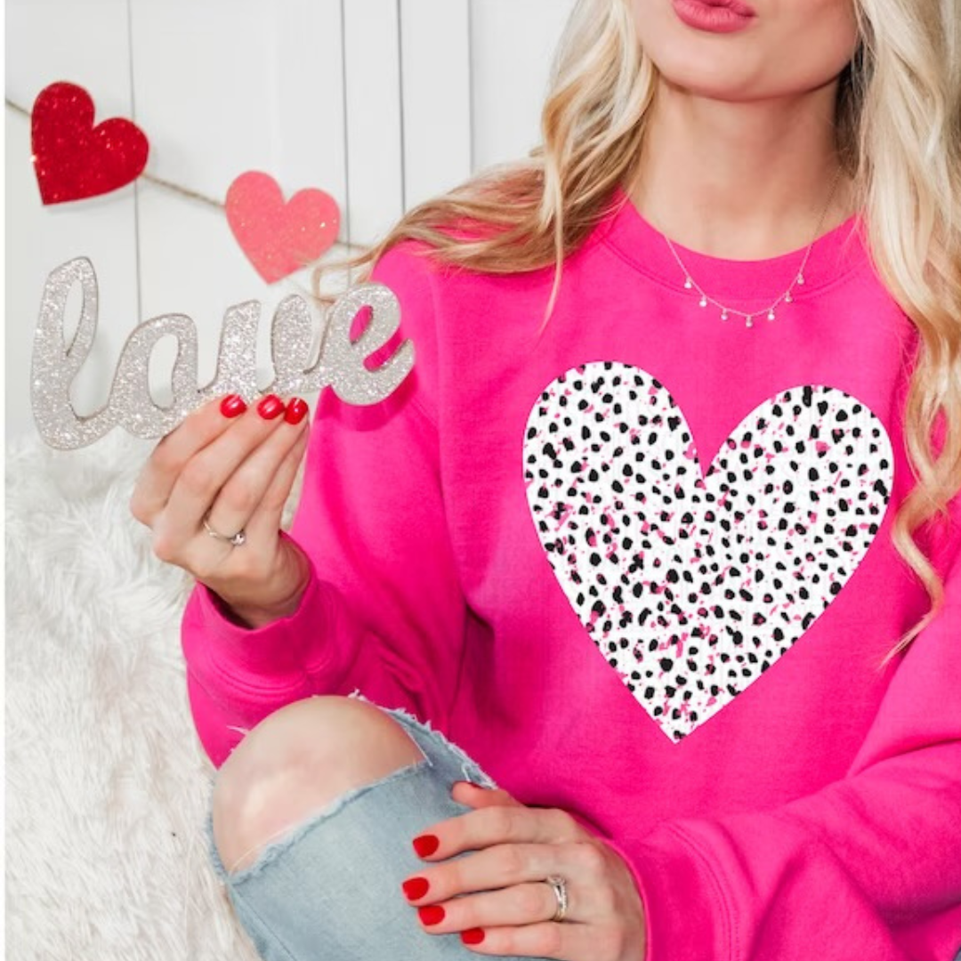 Distressed Dalmation Heart Graphic T-shirt and Sweatshirt