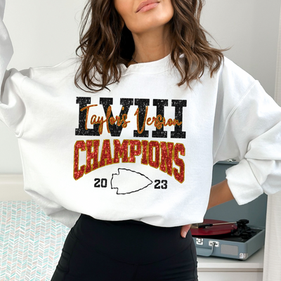 Taylor Version Faux Sequin Champions Graphic T-shirt and Sweatshirt - Southern Soul Collectives