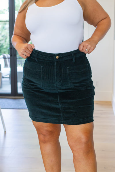 Melinda Corduroy Patch Pocket Skirt in Emerald Womens Southern Soul Collectives 