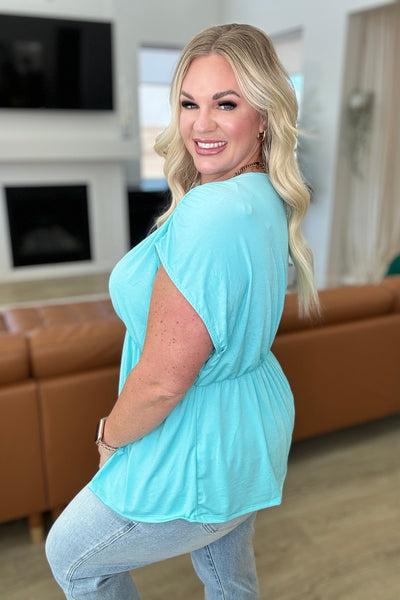 Rhea Peplum Top in Neon Blue Southern Soul Collectives