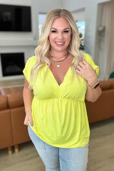 Rhea Peplum Top in Neon Yellow Southern Soul Collectives