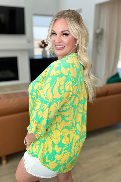 Lizzy Top in Kelly Green and Yellow Floral Southern Soul Collectives