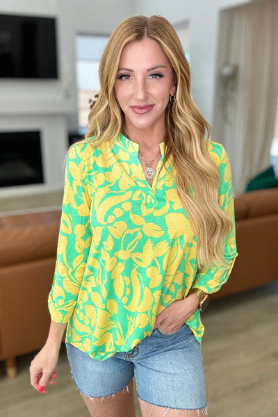 Lizzy Top in Kelly Green and Yellow Floral Southern Soul Collectives