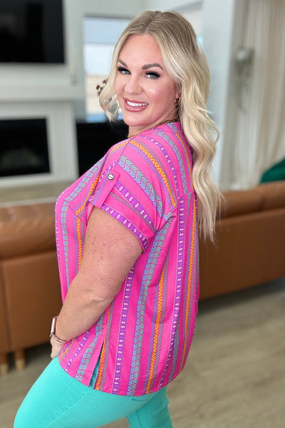 Lizzy Cap Sleeve Top in Hot Pink Stripe Southern Soul Collectives