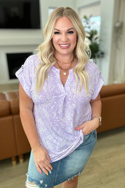 Lizzy Cap Sleeve Top in Lavender and White Floral Southern Soul Collectives