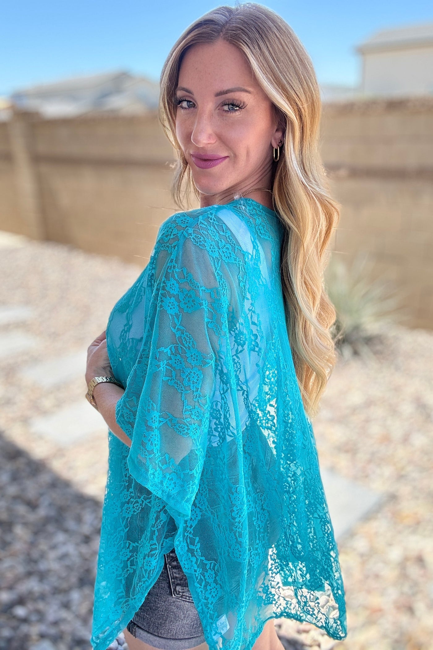 Good Days Ahead Lace Kimono In Teal Southern Soul Collectives