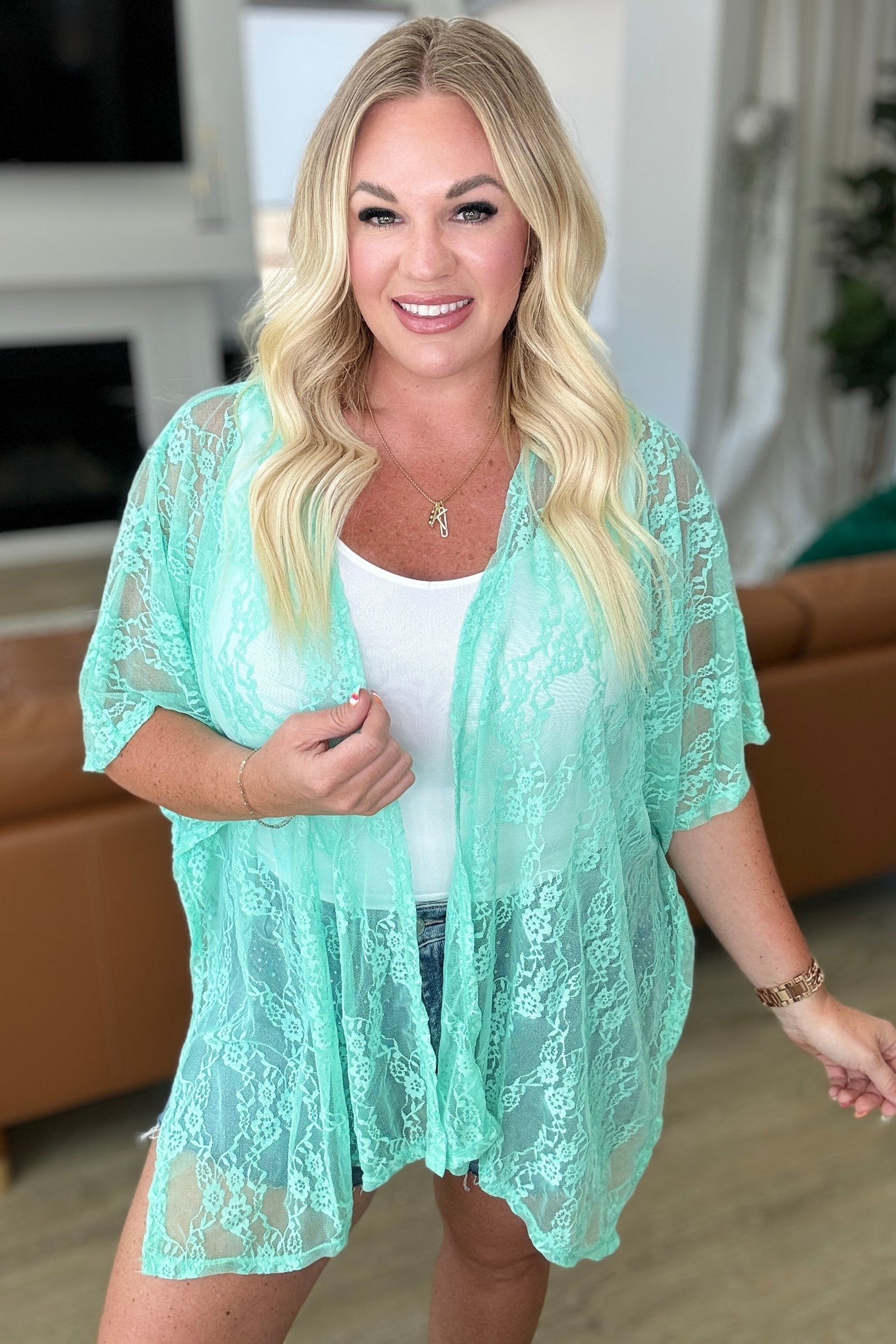 Good Days Ahead Lace Kimono In Mint Southern Soul Collectives