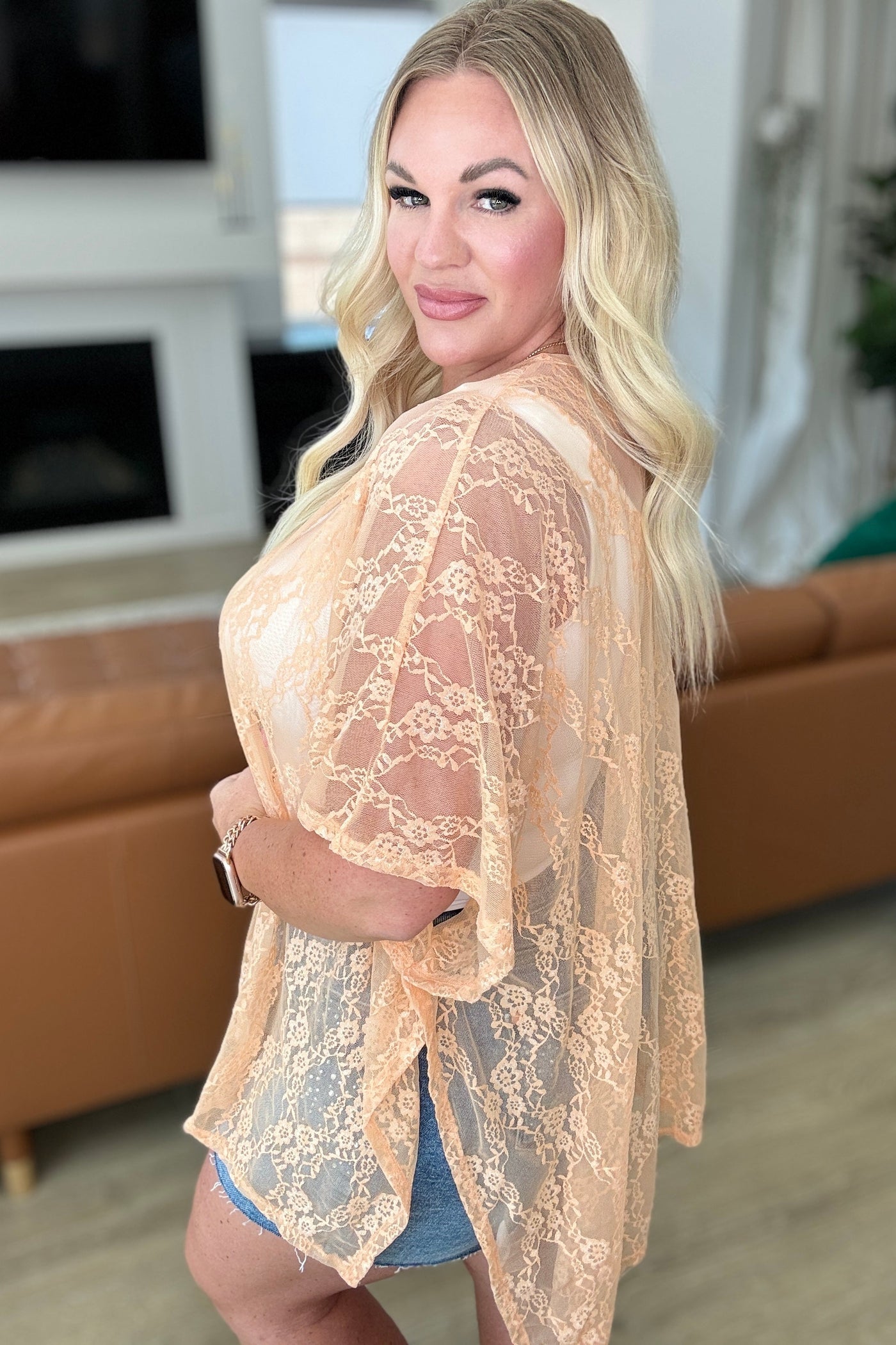 Good Days Ahead Lace Kimono In Peach Southern Soul Collectives