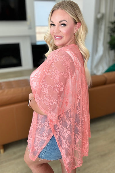 Good Days Ahead Lace Kimono In Coral Southern Soul Collectives