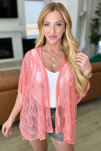 Good Days Ahead Lace Kimono In Coral Southern Soul Collectives