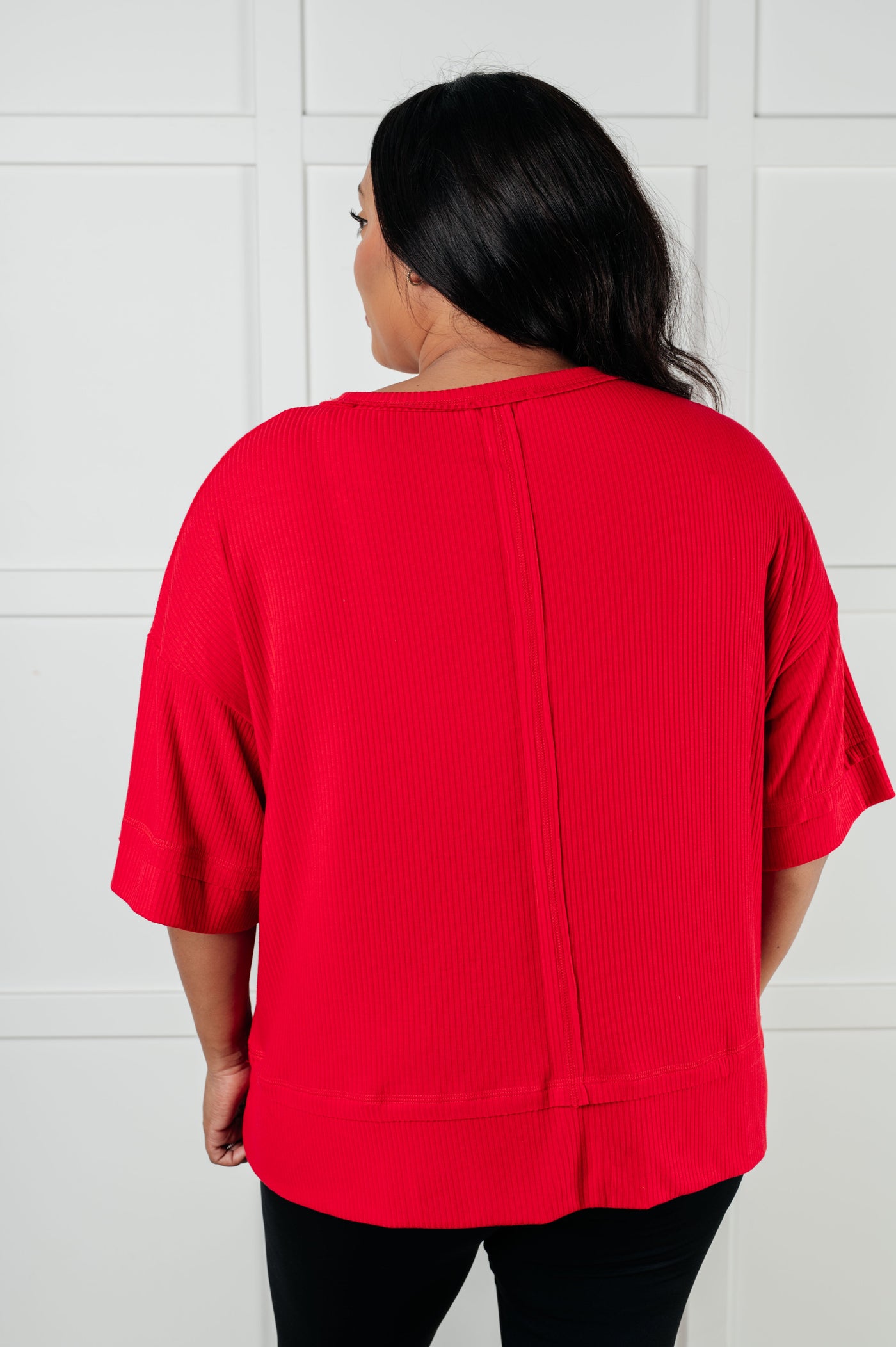 I'll Never Forget Ribbed Dolman Sleeve Top in Red Southern Soul Collectives