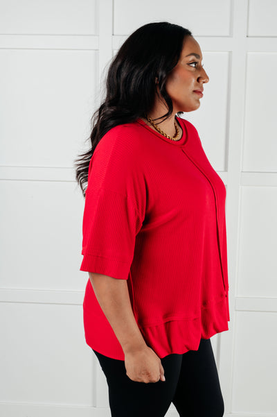 I'll Never Forget Ribbed Dolman Sleeve Top in Red Southern Soul Collectives