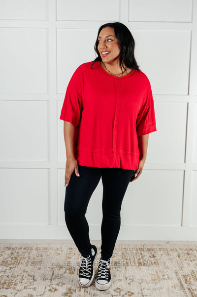 I'll Never Forget Ribbed Dolman Sleeve Top in Red Southern Soul Collectives