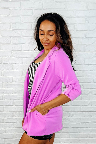 I'm Really That Gal Open Front Blazer in Orchid Glow Southern Soul Collectives