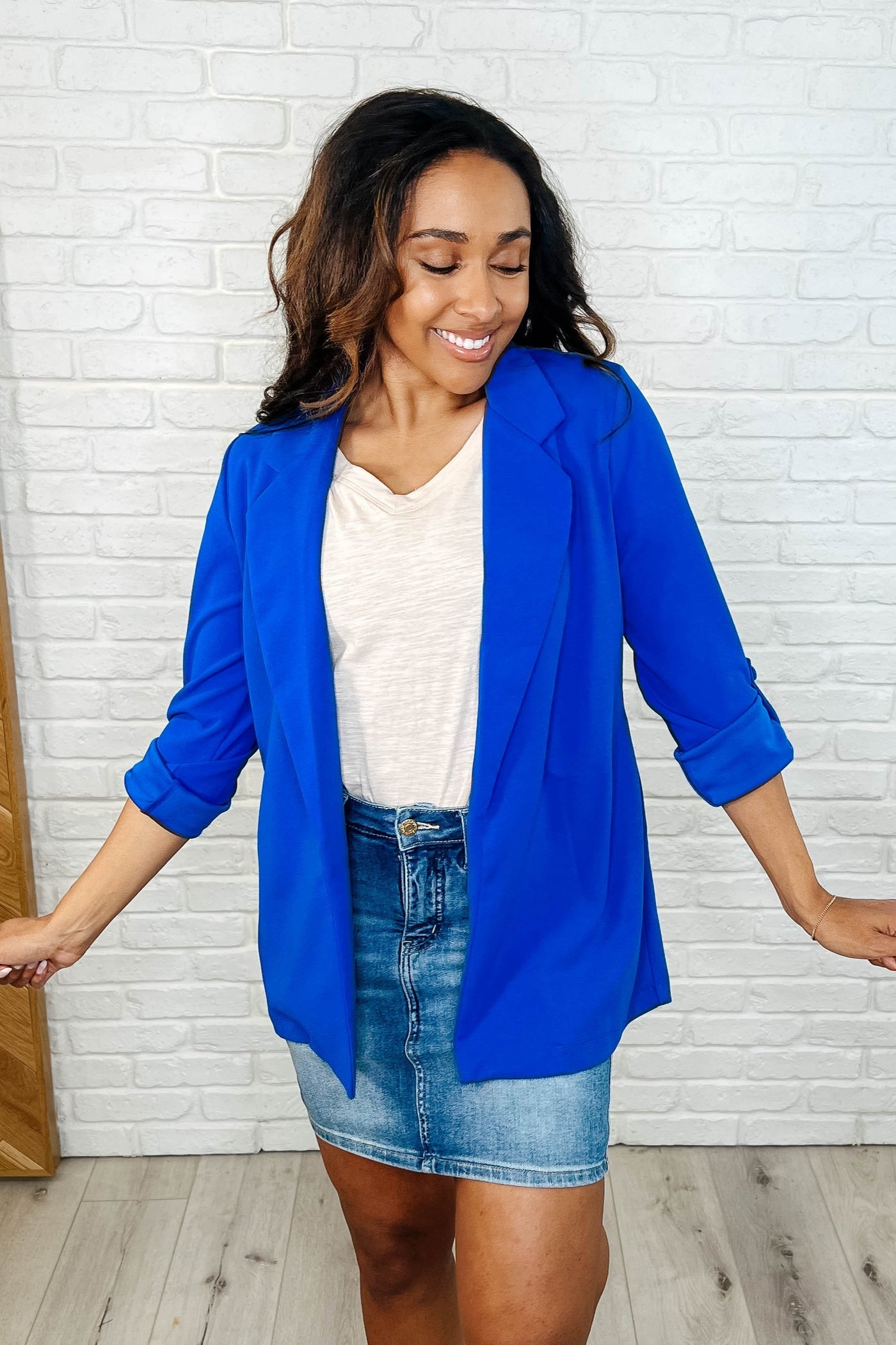 I'm Really That Gal Open Front Blazer in Royal Blue Southern Soul Collectives
