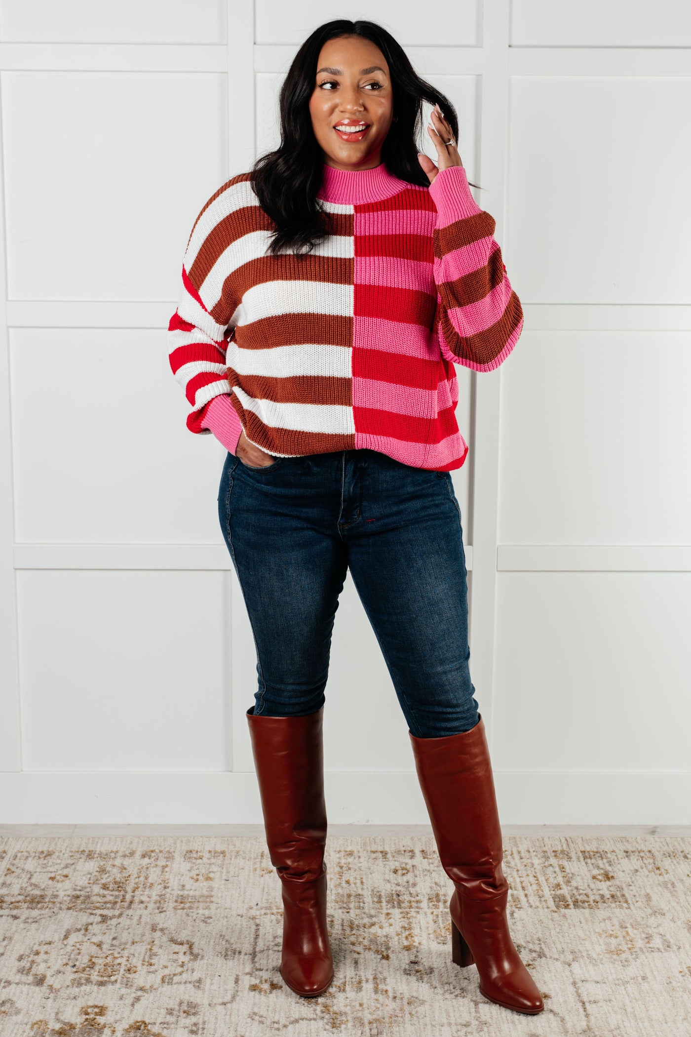 In Your Lane Color Blocked Stripe Sweater Southern Soul Collectives