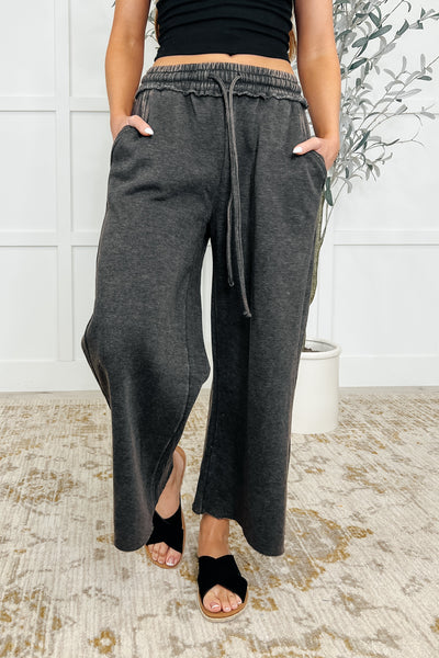 In or Out Wide Leg Cropped Pants Ash Black Southern Soul Collectives