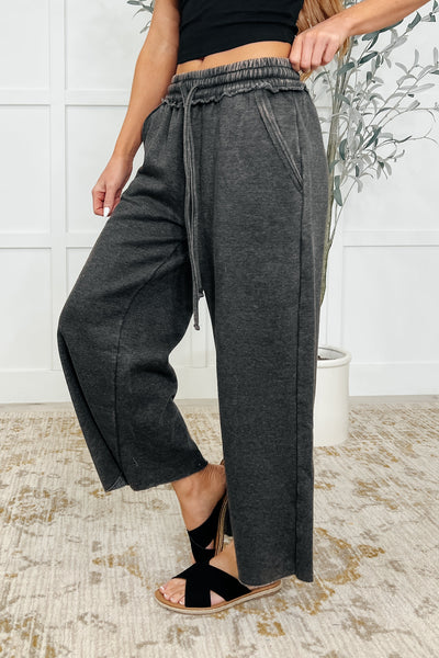 In or Out Wide Leg Cropped Pants Ash Black Southern Soul Collectives