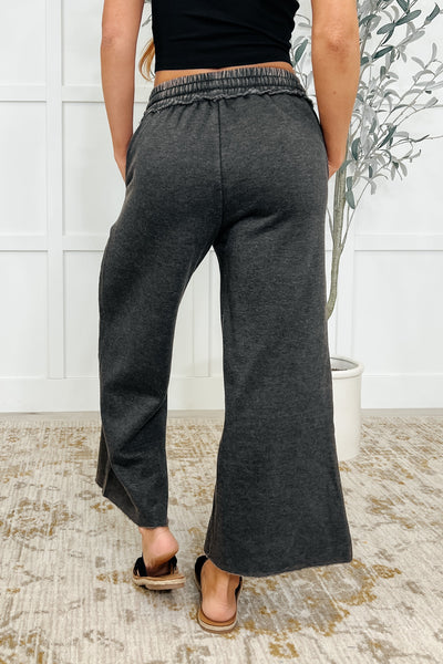 In or Out Wide Leg Cropped Pants Ash Black Southern Soul Collectives