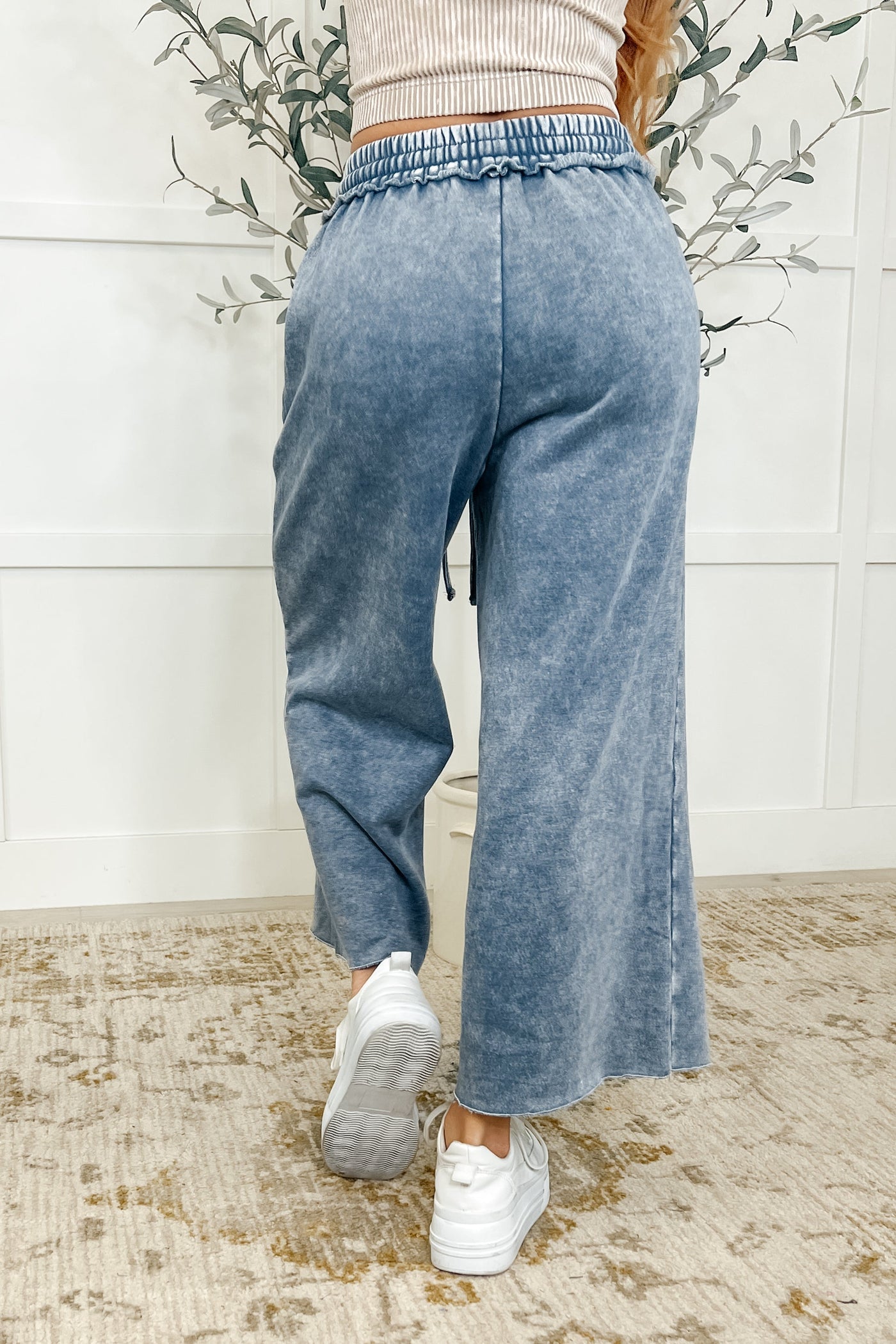 In or Out Wide Leg Cropped Pants Blue Grey Southern Soul Collectives