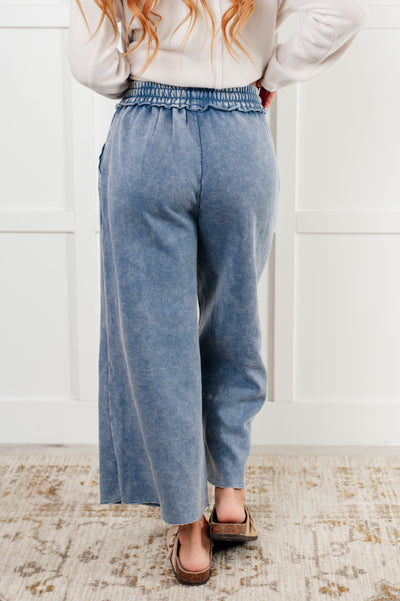 In or Out Wide Leg Cropped Pants in Dusty Blue Southern Soul Collectives