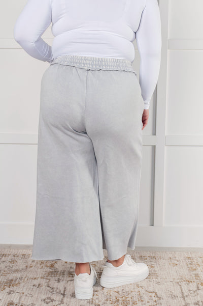 In or Out Wide Leg Cropped Pants in Light Grey Southern Soul Collectives