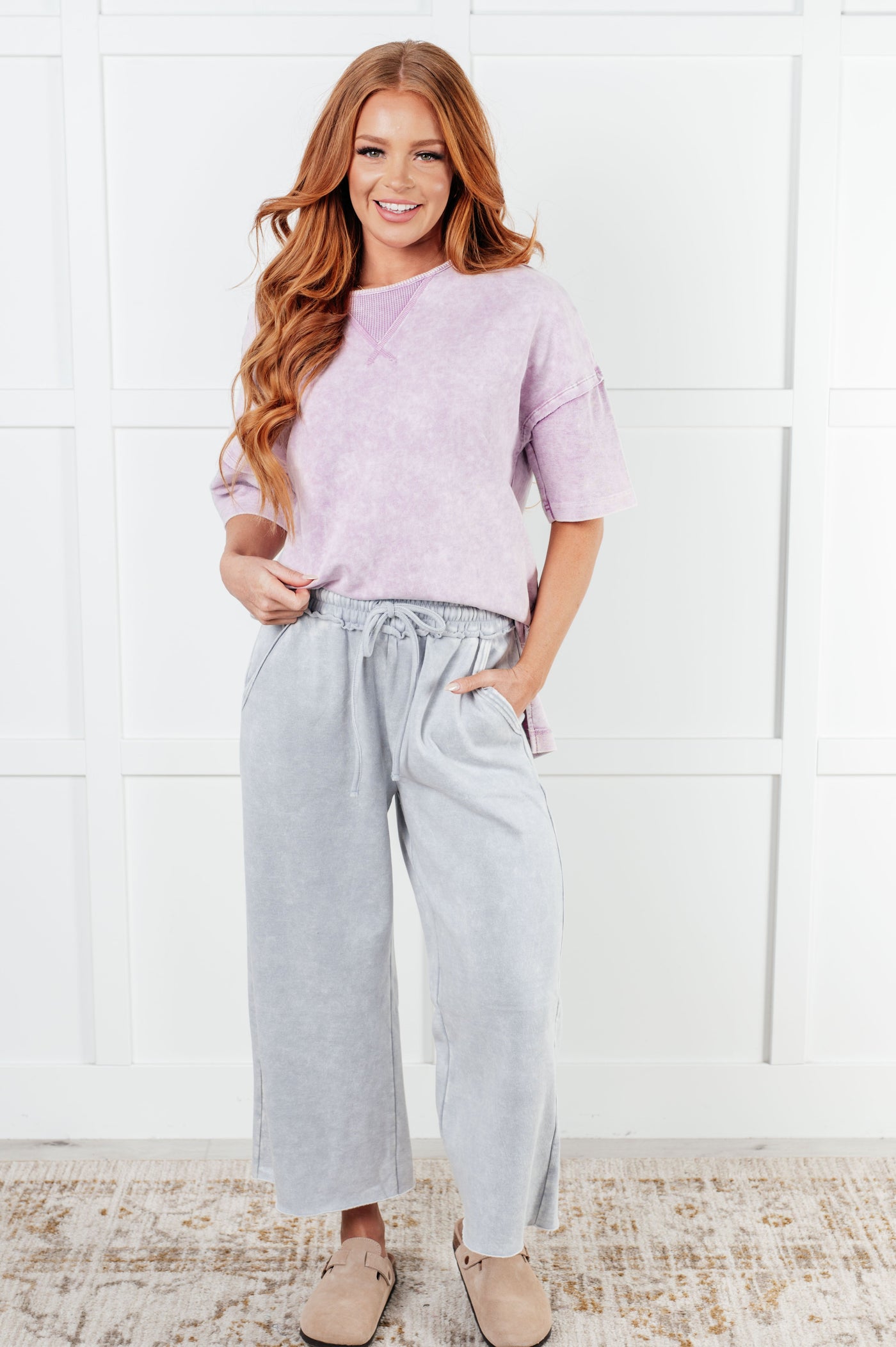 In or Out Wide Leg Cropped Pants in Light Grey Southern Soul Collectives