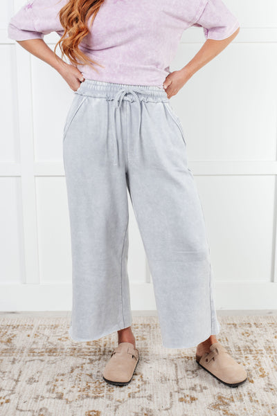 In or Out Wide Leg Cropped Pants in Light Grey Southern Soul Collectives