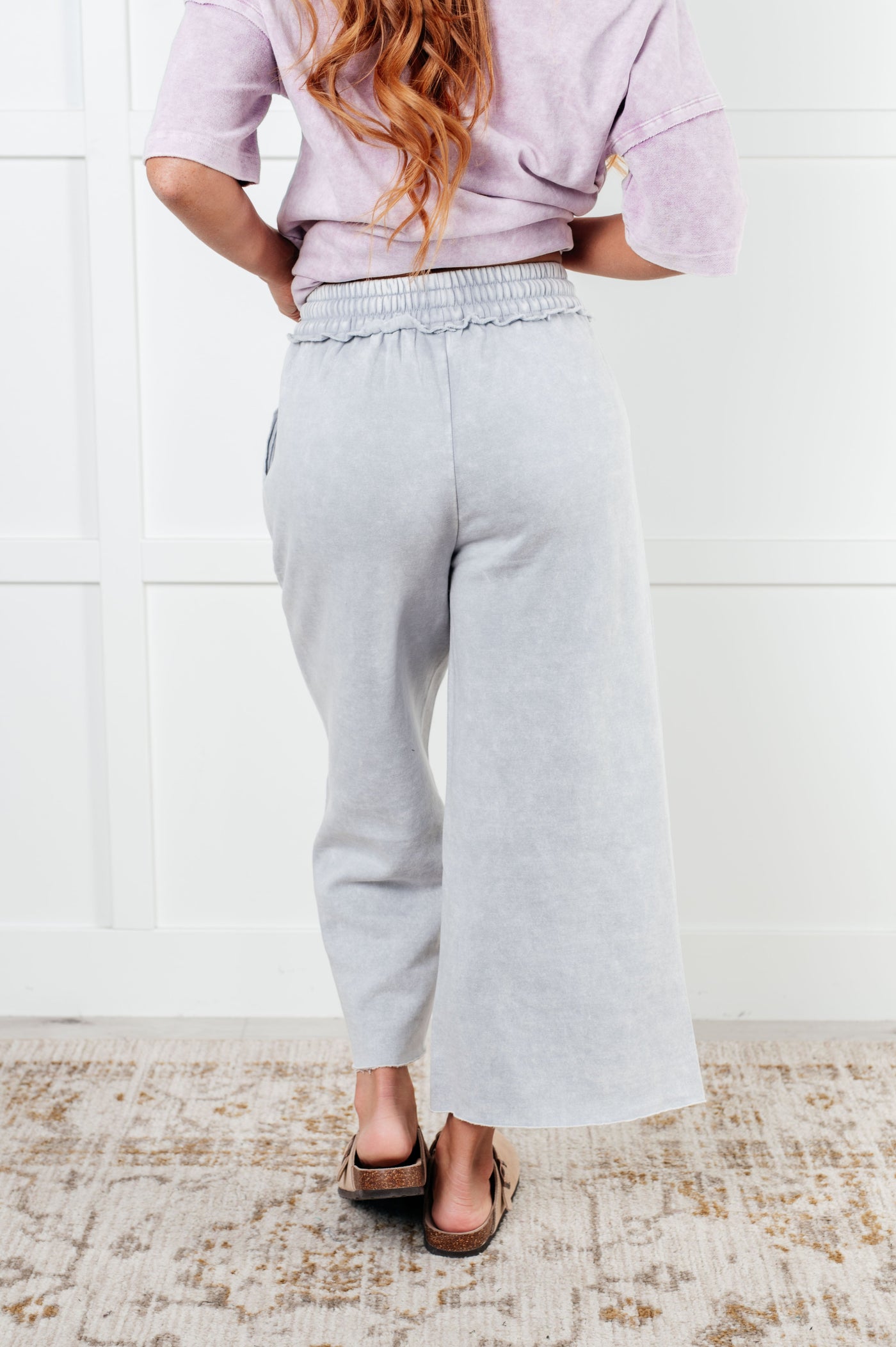 In or Out Wide Leg Cropped Pants in Light Grey Southern Soul Collectives