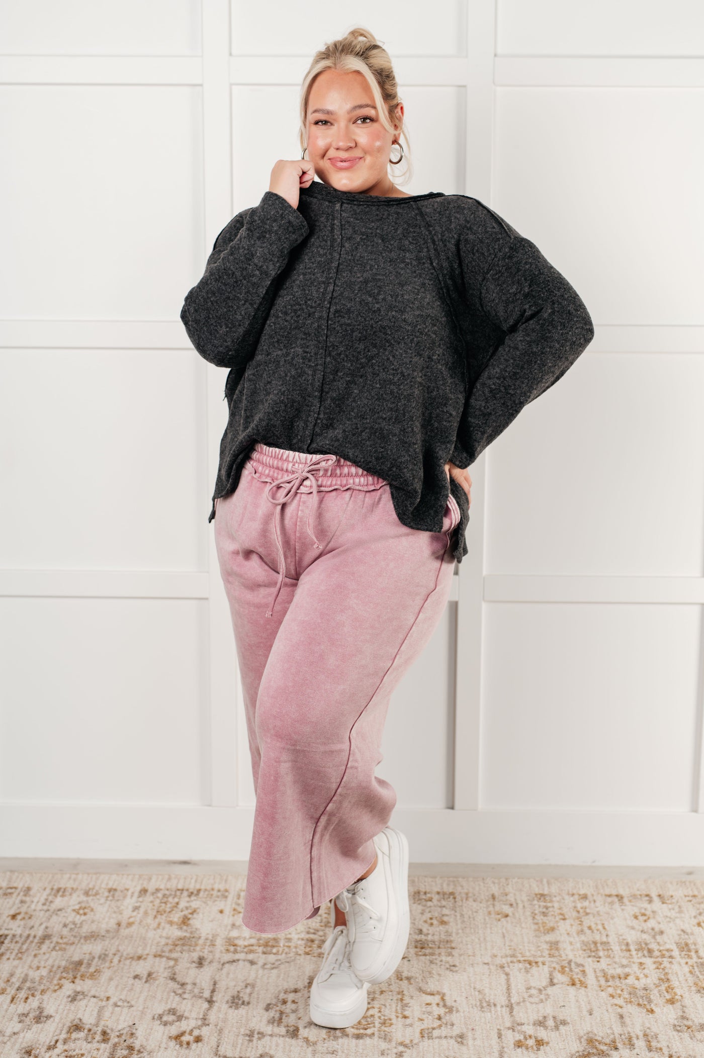 In or Out Wide Leg Cropped Pants in Light Rose Southern Soul Collectives