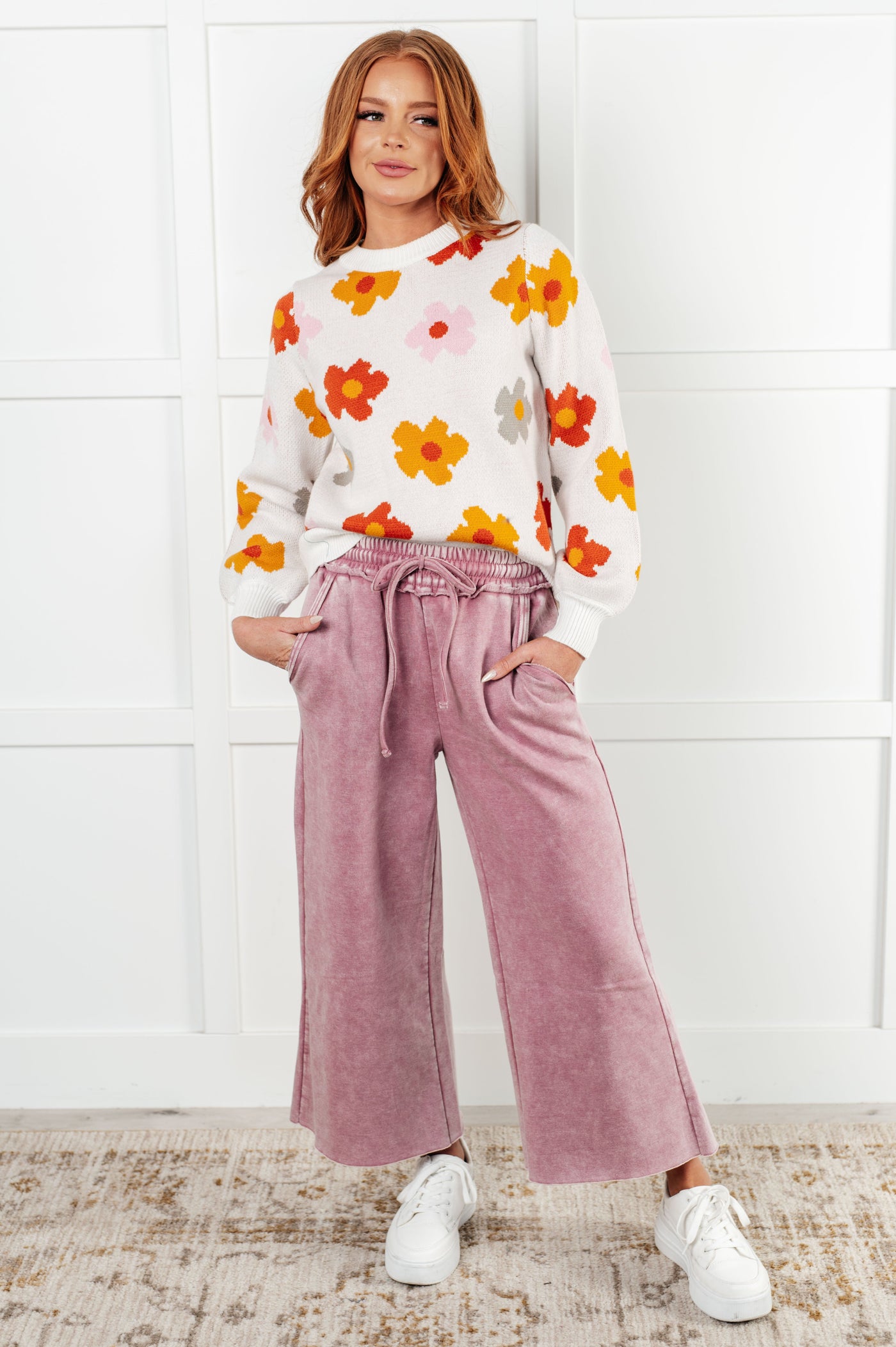 In or Out Wide Leg Cropped Pants in Light Rose Southern Soul Collectives