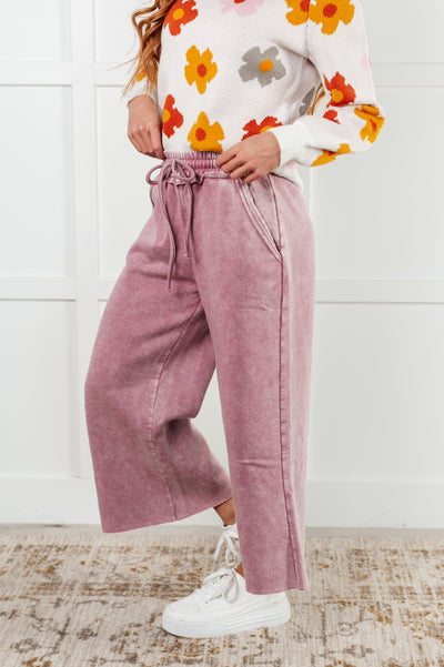 In or Out Wide Leg Cropped Pants in Light Rose Southern Soul Collectives