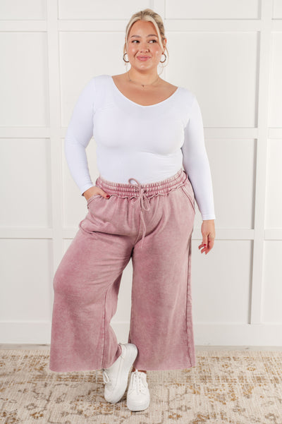 In or Out Wide Leg Cropped Pants in Light Rose Southern Soul Collectives