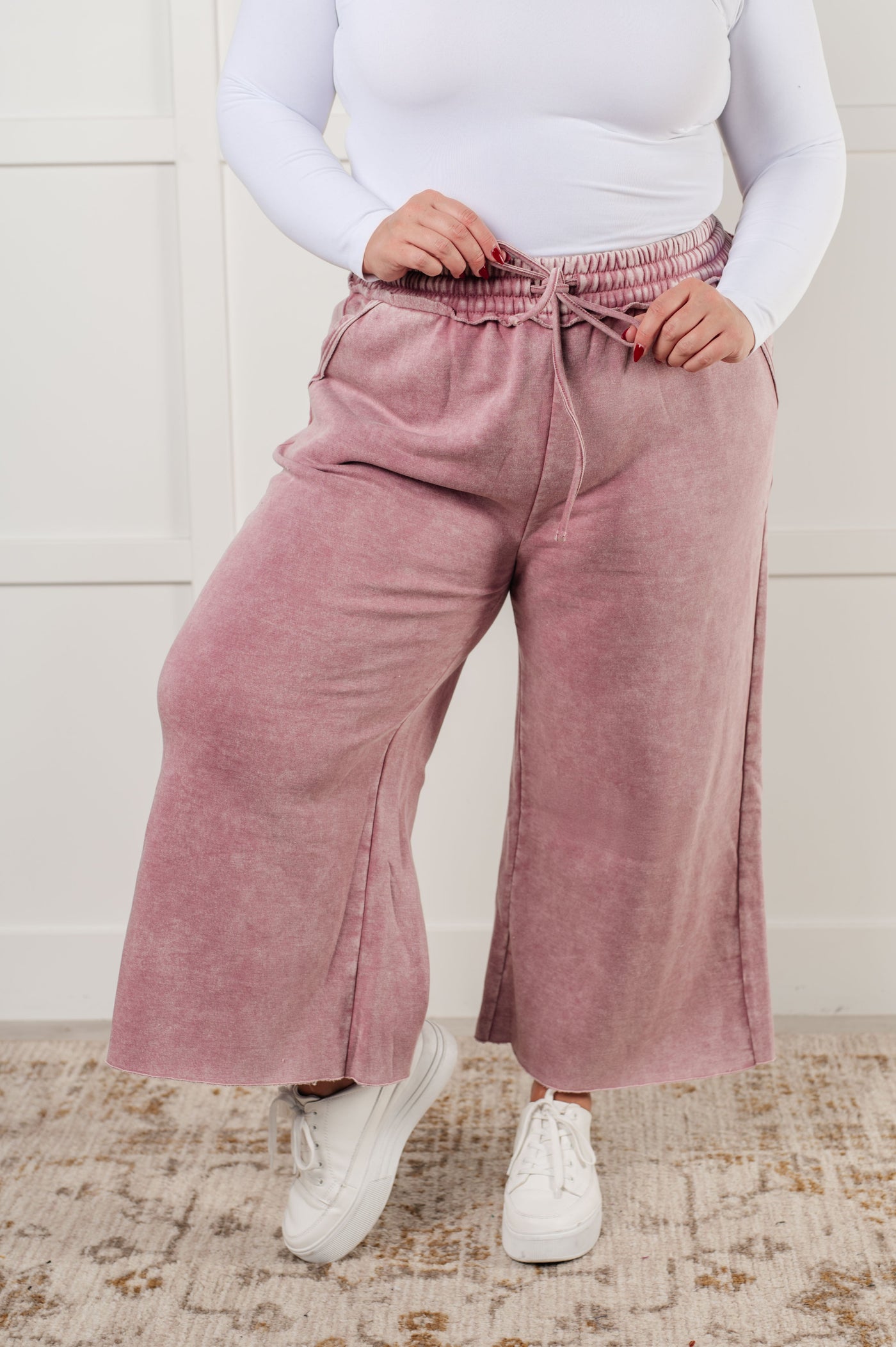 In or Out Wide Leg Cropped Pants in Light Rose Southern Soul Collectives