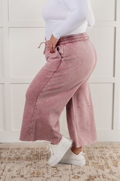 In or Out Wide Leg Cropped Pants in Light Rose Southern Soul Collectives