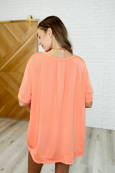 In the Rotation Exposed Seam Tee in Apricot Splash Southern Soul Collectives
