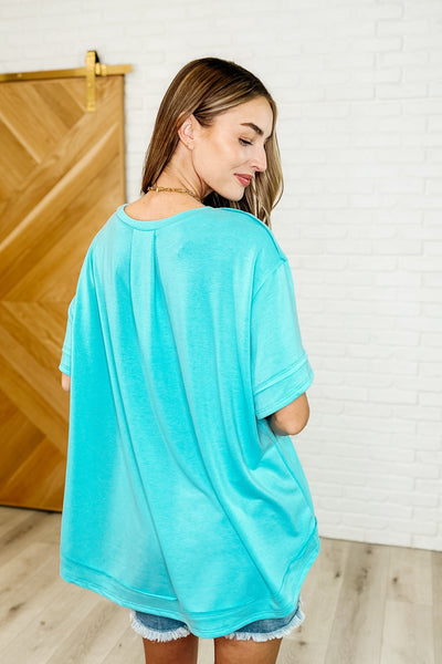 In the Rotation Exposed Seam Tee in Aqua Southern Soul Collectives