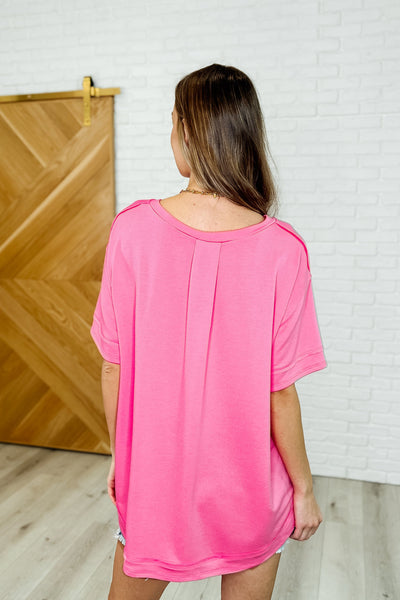 In the Rotation Exposed Seam Tee in Hot Pink Southern Soul Collectives