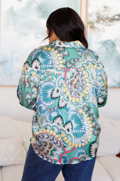 In the Willows Button Up Blouse in Teal Paisley Womens Southern Soul Collectives