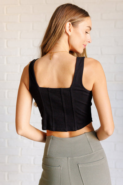 It's All About the Balance Twill Square Neck Crop Top in Black Southern Soul Collectives