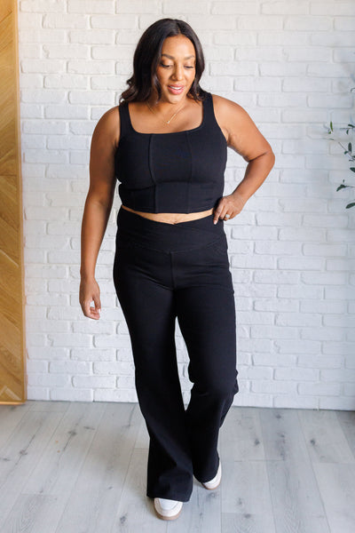 It's All About the Balance Twill Square Neck Crop Top in Black Southern Soul Collectives