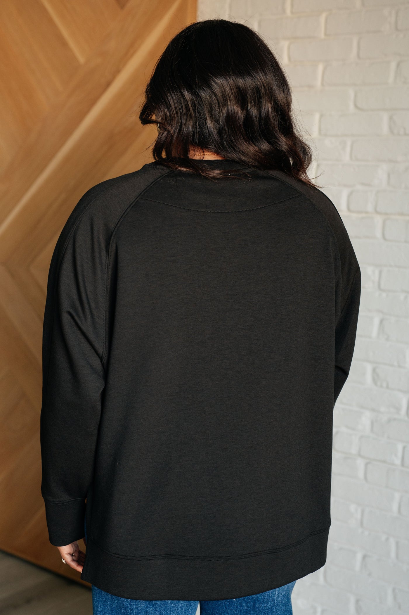 It's The Little Things Relaxed Scuba Pullover in Black Southern Soul Collectives