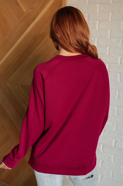 It's The Little Things Relaxed Scuba Pullover in Cabernet Southern Soul Collectives