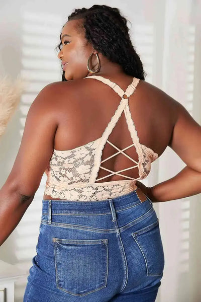 JadyK Crisscross Lace Bralette in Apricot  Southern Soul Collectives