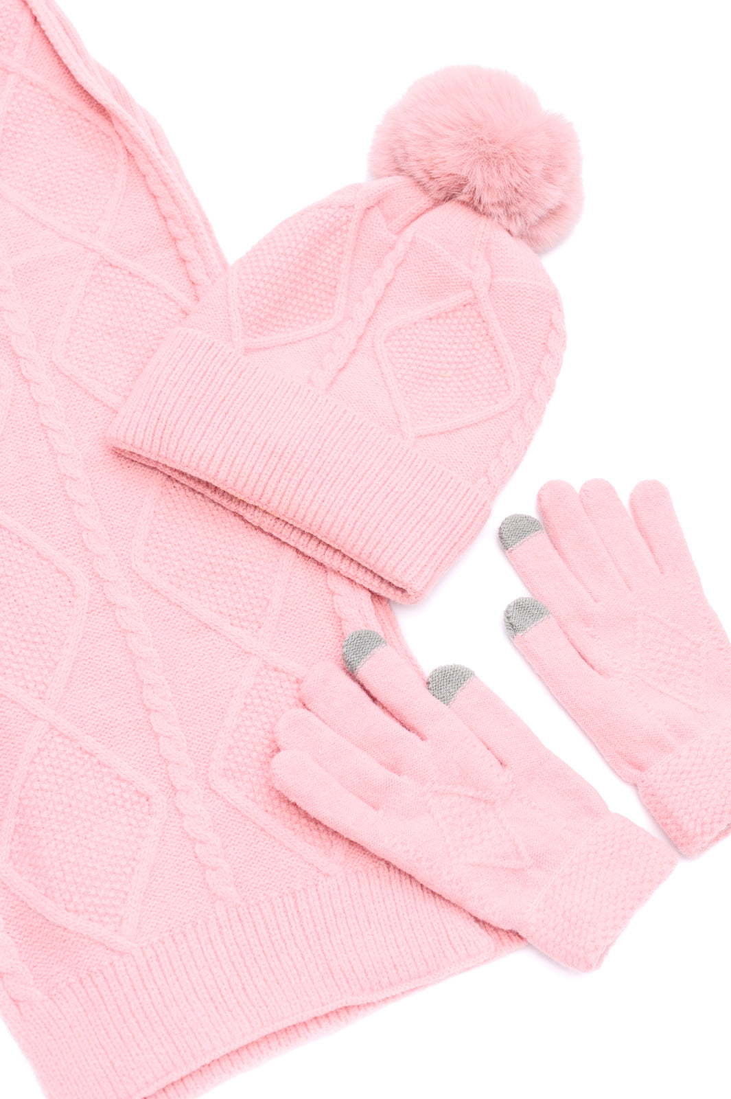 Jane Frost Beanie, Glove, and Scarf Set in Pink Southern Soul Collectives