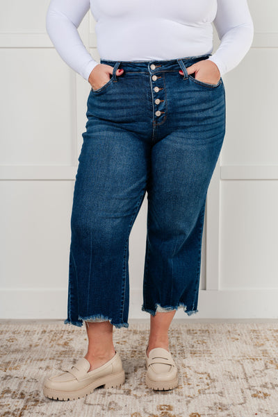 Janice High Rise Button Fly Wide Leg Crop Jeans Southern Soul Collectives