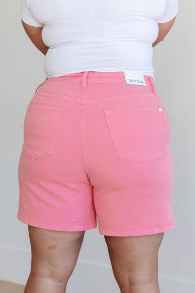 Judy Blue Jenna High Rise Control Top Cuffed Shorts in Pink Womens Southern Soul Collectives